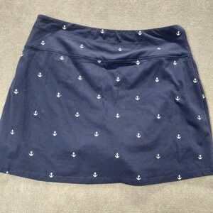 Coral Bay Womens SKORT 1X Navy Blue Anchor Nautical Pull On Shorts Skirt Coastal